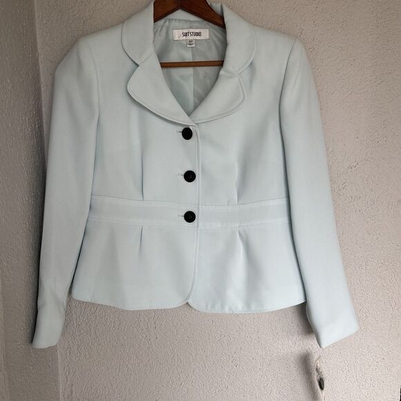 La Femme Ice Blue Blazer w/ 3 Buttons - Suit Studio NY - Size 6P - NEW with Tags - Picture 1 of 10